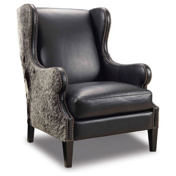 Hooker Furniture CC415-099 30"W Accent Chair - Milestone Coal with Cowhide