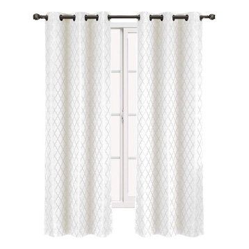 Willow Thermal Blackout Curtains, Set of 2, White, 84"x84"