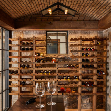 Hand Hewn Timbers in a Farmhouse Wine Cellar