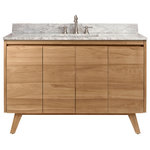 Avanity Corp - Avanity Coventry 48" Vanity Combo, Natural Teak Finish - Inspired by mid-century modern console design, the Coventry Collection from Avanity features solid teak construction with minimal ornamentation. The 49 in. natural teak Coventry features soft-close doors, sturdy and stylish splayed legs, and an abundance of storage space. Teak is the perfect material for bathroom furniture, as it is both durable and water resistant. With Coventry form follows function with superb simplicity. The combo includes a natural carrera white marble top and undermount rectangular sink.