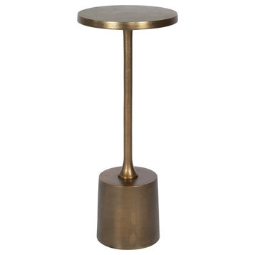 Uttermost Sanaga Traditional Aluminum Drink Table in Antique Gold