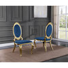 Classy Round Back Navy Blue Velvet Side Chairs with Gold Legs (Set of 2)