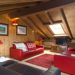 Example of a mountain style home theater design in Grenoble