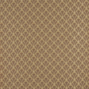 Brown And Beige Fan Jacquard Woven Upholstery Fabric By The Yard