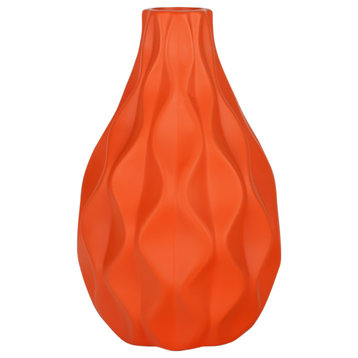 Urban Trends Ceramic Round Vase With Orange Finish 21493