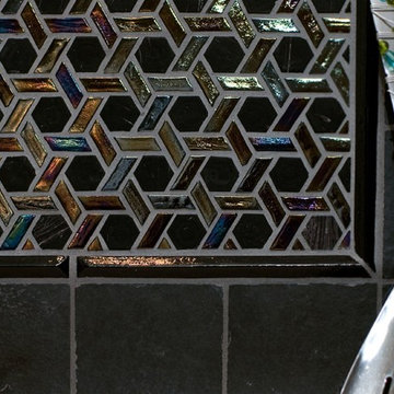 Midnight Black "Cane" pattern Iridescent Glass feature box