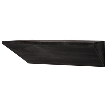 American Art Decor Small Wedge Wood Floating Wall Shelf, Black