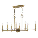 Livex Lighting - Livex Lighting Antique Brass 8-Light Linear Chandelier - Add an aura of sophistication and elegance with the Bancroft transitional linear chandelier. With the antique brass finish and clear crystal bobeche, it looks especially decadent. The Bancroft collection delivers an inspiring and upscale mood to a new or remodeled kitchen or dining space.
