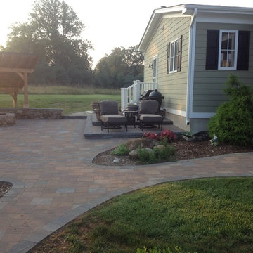 Multi-level Patio with Fire Pit and Seat Wall