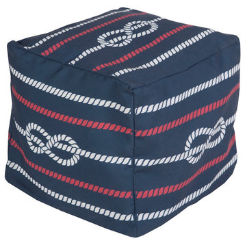 SP Center Knot Pouf by Surya, Navy/Bright Red