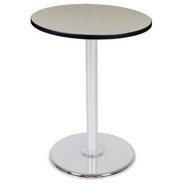 Via Cafe High 30 Round Platter Base Table, Maple and Chrome