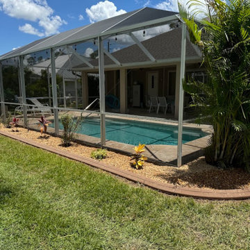 Tan River Rock & Concrete Curbing