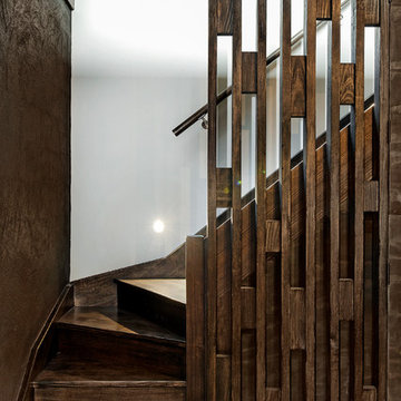 Staircase with Timber feature screen stained
