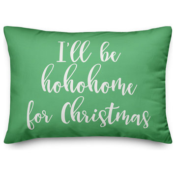 I'll Be Hohohome For Christmas, Light Green 14x20 Lumbar Pillow