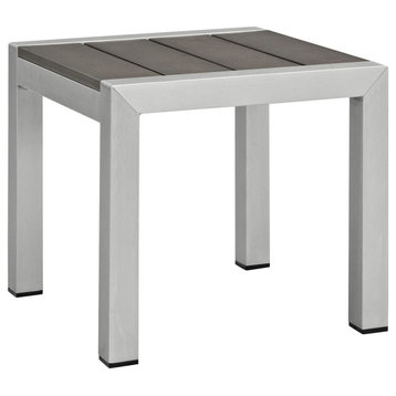 Shore Outdoor Aluminum Side Table, Silver Gray