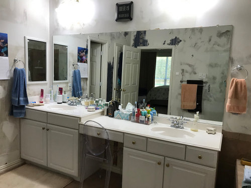Large Builder Grade Bathroom Mirror, Ideas For Framing A Large Bathroom Mirror