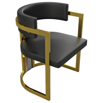 Matera Dining Chair, Black Top and Gold Base, 1 Piece