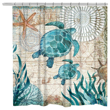 Bay Turtles Shower Curtain, 71x72