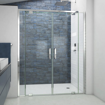 DreamLine Terrace 58 in. W x 72 in. H Semi-Frameless Pivot Shower Door in Chrome