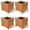 vidaXL Planters Flower Boxes with PE Lining Outdoor Plant Boxes 4 Pcs Solid Wood