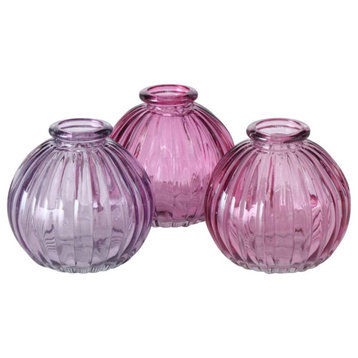 Shades of Pink and Purple Bubble-Belly Vases, Set of 3