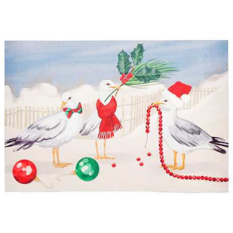 Illusions Peck The Halls Indoor/Outdoor Mat, Snow, 1'11"x2'11"