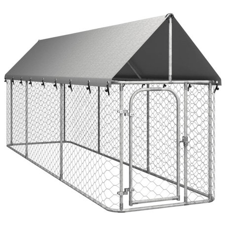 Vidaxl Outdoor Dog Kennel With Roof 157.5"x39.4"x59.1"