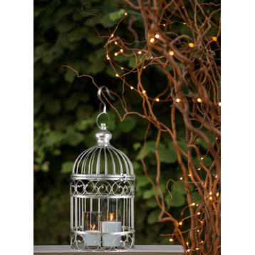 Serene Spaces Living Decorative Silver Birdcage for Candles, in 2 Sizes, Small