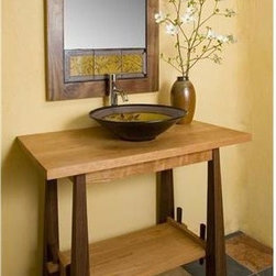 Cherry and Walnut Wood Bathroom Sink Vanity - Vanity Tops And Side Splashes