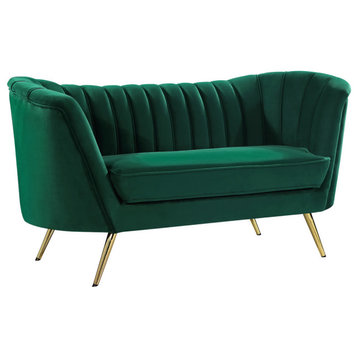 Margo Velvet Upholstered Set, Green, Loveseat