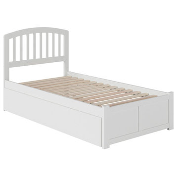 Richmond Twin Extra Long Bed With Footboard and Twin Extra Long Trundle, White