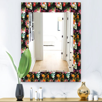 Designart Obsidian Bloom 15 Bohemian And Eclectic Frameless Wall Mirror, 28x40