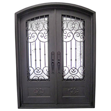 Celosa 72"x96" Wrought Iron Door, 8" Jamb, Aged Bronze Patina, Right Hand