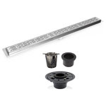 Serene Drains - 90 Inch Linear Drain, Extra Large Grate Covers with ABS Base and Hair Trap Set - Large 90 Inch Linear Shower Drain, Broken Lane Brushed Nickel Design by SereneDrains