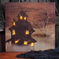 Illuminated Haunted House Canvas - Holiday Decorations