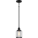 Quoizel - Quoizel Ludlow 1 Light Mini Pendant, Earth Black - Add an industrial feel to your home with the Ludlow collection. A simple silhouette combined with caged glass shades creates interest without sacrificing light projection. Finished in earth black, this collection is the perfect addition to any room.
