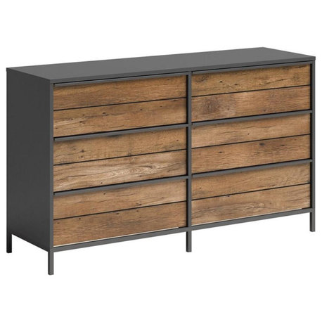 Sauder Boulevard Cafe Engineered Wood 6 Drawer Dresser in Vintage Oak Finish