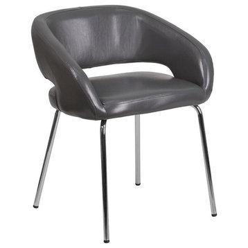 Fusion Series Contemporary Gray Leather Side-Reception-Lounge Chair