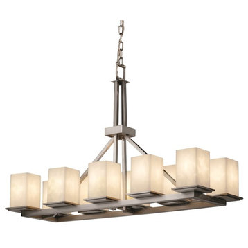 Clouds Montana Rectangular Ring Chandelier, Square With Flat Rim, Brushed Nickel