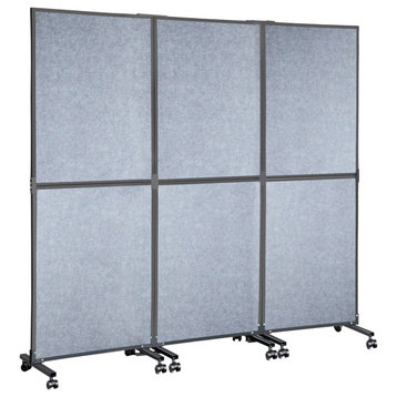Acoustic Room Divider 72"x66" Office Partition 3 Panels, Gray