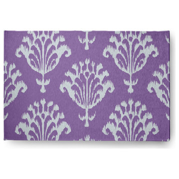 Floral Fan I-Kat Pattern Soft Chenille Area Rug, Purple, 2'x3'