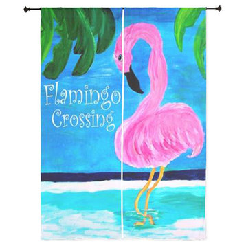 Tropical Birds Sheer Curtains, Flamingo Crossing