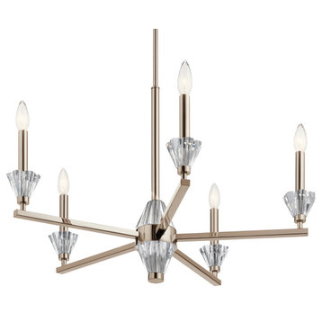 Kichler 52001 Calyssa 5 Light 28"W Crystal Taper Candle Style - Polished Nickel