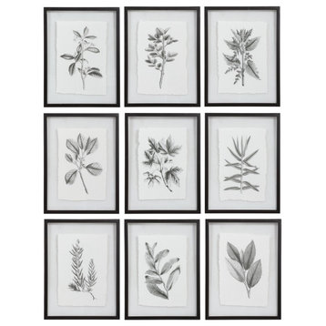 Uttermost Farmhouse Florals Framed Prints Set of 9 41617