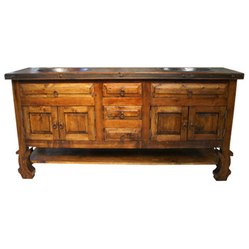 Don Pio 60" Double Bathroom Vanity in Natural Stain Reclaimed Wood with Wood Top