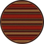 American Dakota - Santa Fe Stripe Rug, Red, 8'x8' Round, Round - True to its name our rug captures the spirit and colors found in the Southwest.  Rich reds and golden chestnut colors will give your room some authentic charm.  Made in America!