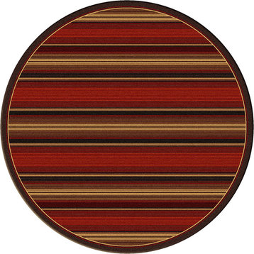 Santa Fe Stripe Rug, Red, 8'x8' Round, Round
