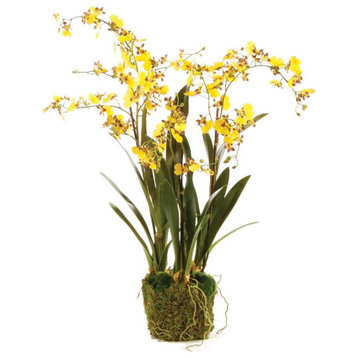Luxe Yellow Dancing Orchid Faux Floral Artificial Plant 44in Drop In Flowers