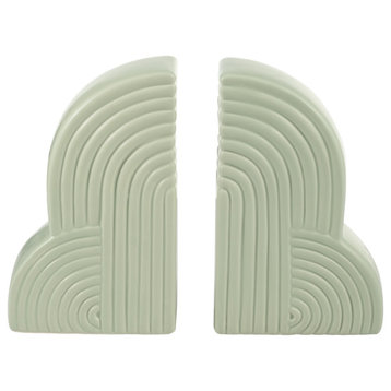 Ceramic Set of 2 13X10" Arches Bookends, Cucumber