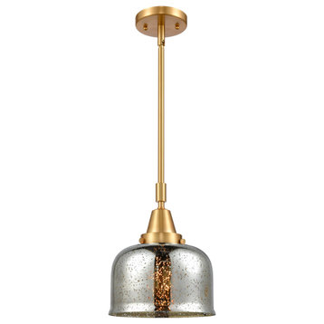 Franklin Restoration Large Bell 1 Light Mini Pendant, Satin Gold, Silver Plated